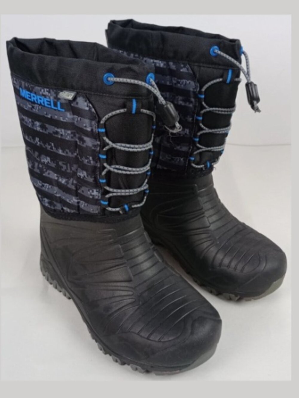 Merrell Mens 4 Select Dry Grip Insulated -40 Drawstring Black Blue Snow Boots